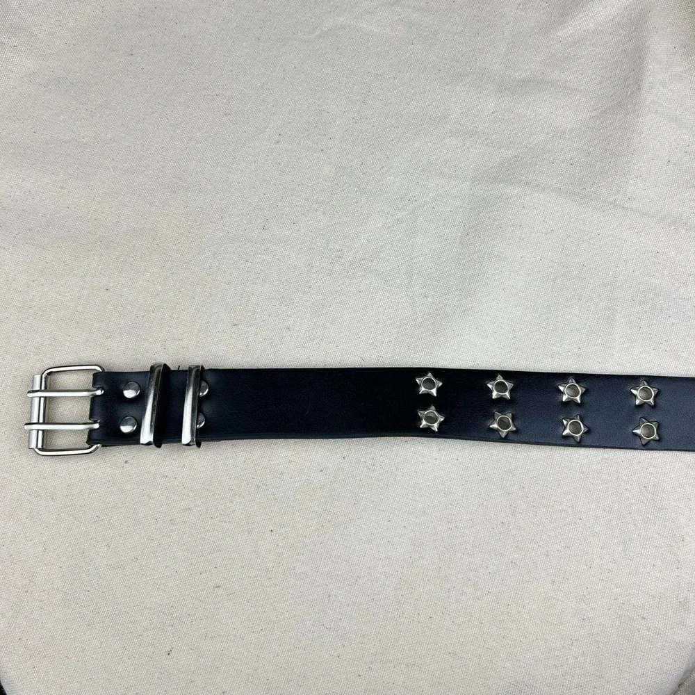 Vintage Y2K black and silver studded punk cyber grunge belt